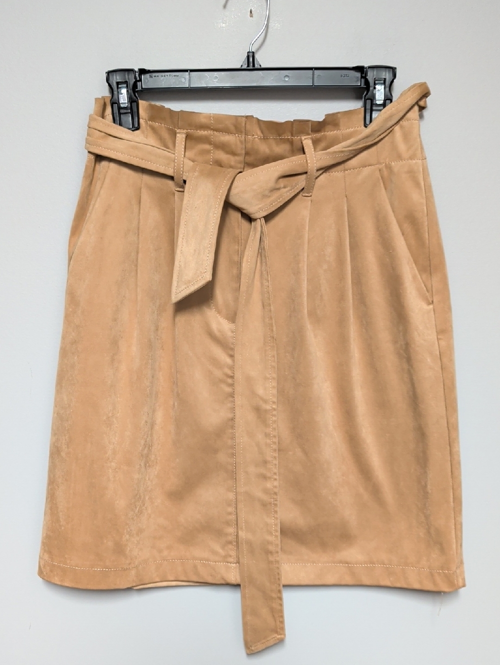 LOFT Tan Faux-Suede Belted Pencil Skirt